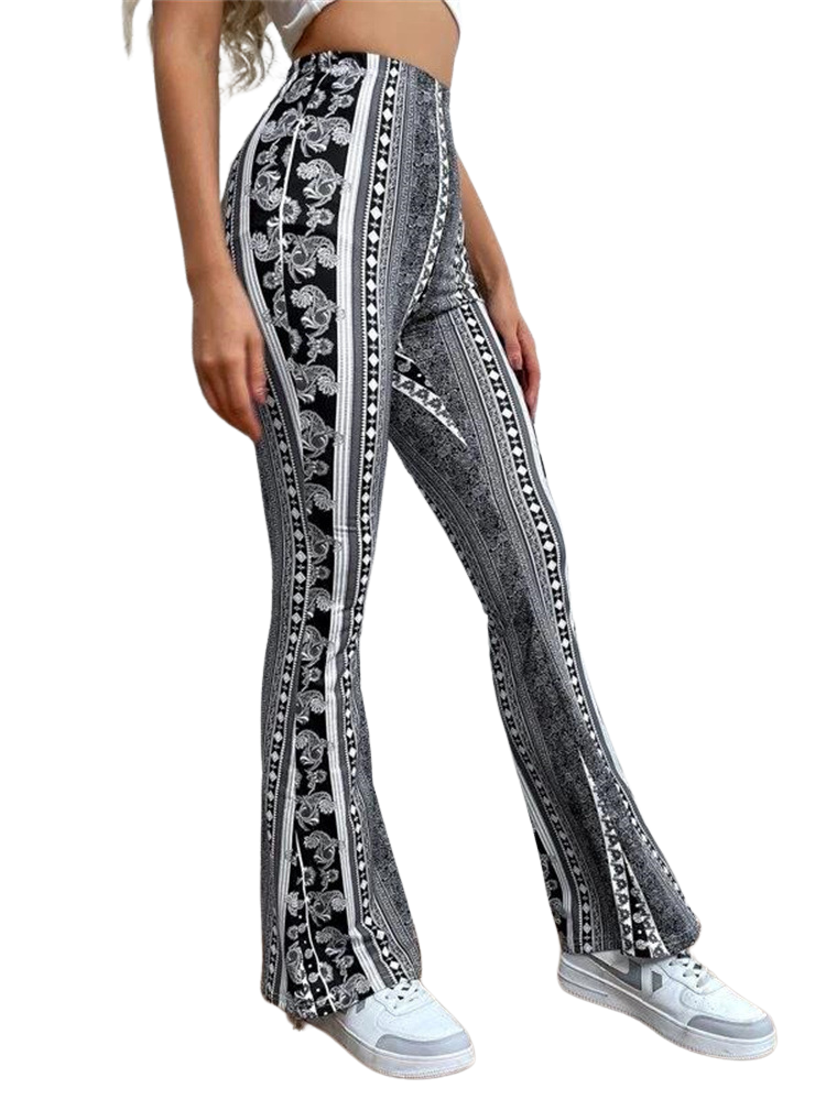 The Forbidden Pants  Printed flare pants, Pants for women, Flare pants