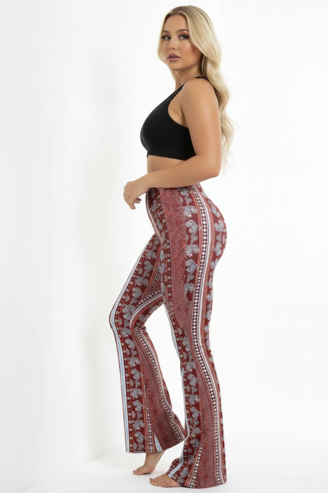 Woman wearing red forbidden pants